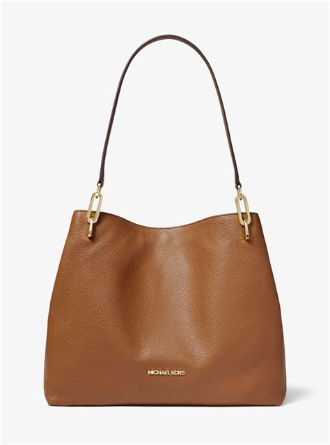 michael michael kors leighton large pebbled leather shoulder bag|Michael Kors shoulder bag sale.